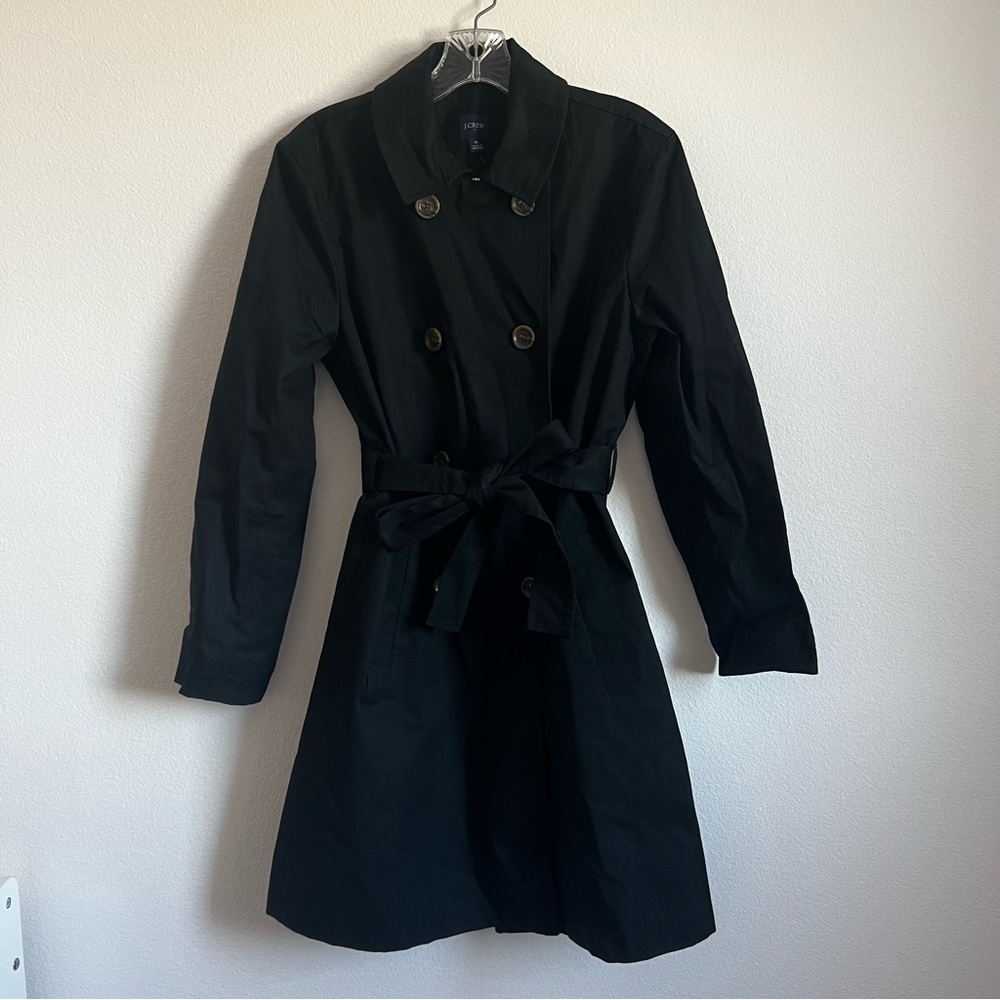 J. Crew Factory Black Trench Coat Size: 6 NWT - Picture 3 of 12